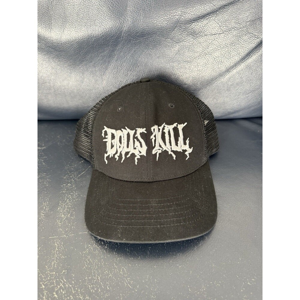 Dolls Kill Men's Trucker Hat Mesh Snapback Cap Embroidered Black One Size